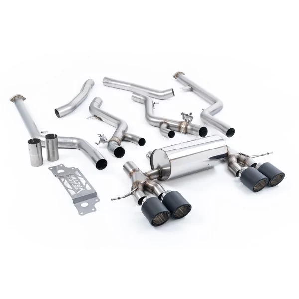 Milltek SSXBM1316 Cat-Back-Abgasanlage für BMW 2 Series M2 Coupe, Endrohre Jet-115 Carbon