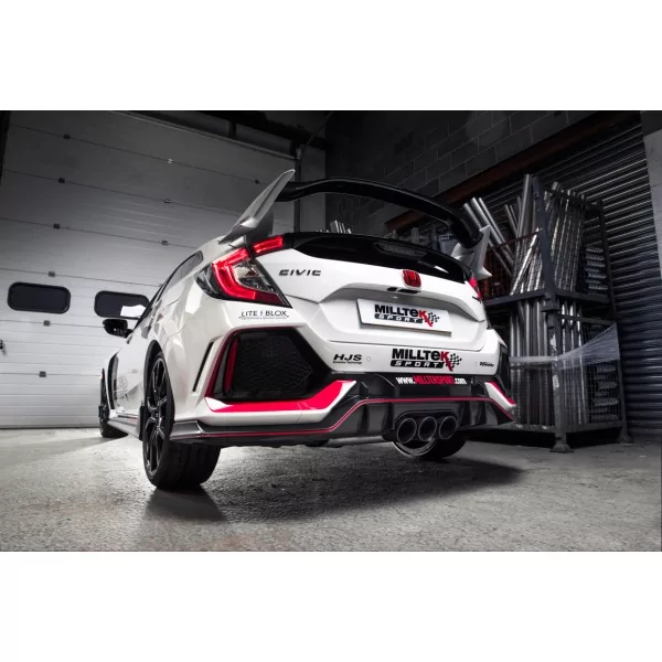 Milltek SSXHO250 cat-back exhaust for Honda / Acura Civic Type R FK8 2.0 i-VTEC, carbon Jet-100 tips - detail
