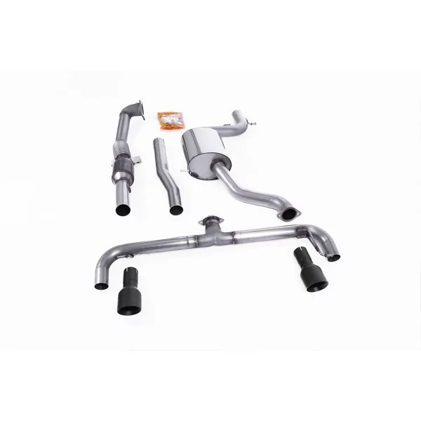 Échappement turbo-back Milltek SSXVW186 pour Volkswagen, embouts GT-100 noirs