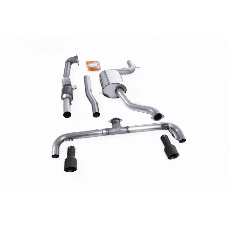 Échappement turbo-back Milltek SSXVW186 pour Volkswagen, embouts GT-100 noirs Échappement turbo-back Milltek SSXVW186 pour Volkswagen, embouts GT-100 noirs