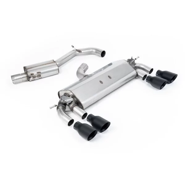 Échappement cat-back Milltek SSXVW400 pour Volkswagen Golf MK7 R 2.0 TSI 300PS, embouts GT-100 noirs - détail