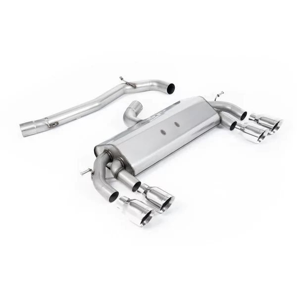 Escape cat-back Milltek SSXVW408 para Volkswagen Golf MK7 R 2.0 TSI 300PS, colas GT-100 pulidas - detalle