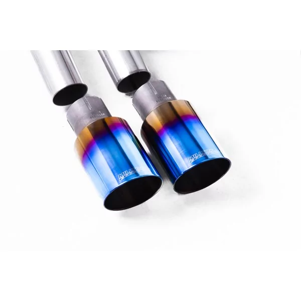 Milltek SSXVW521 cat-back exhaust for Volkswagen Golf Mk7.5 1.5TSI Evo GT & R-Line, burnt titanium GT-80 tips - detail