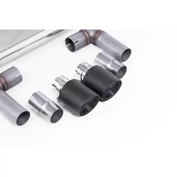 Échappement cat-back Milltek SSXVW523 pour Volkswagen Golf Mk7.5 1.5TSI Evo GT & R-Line, embouts Jet-102 carbone - détail