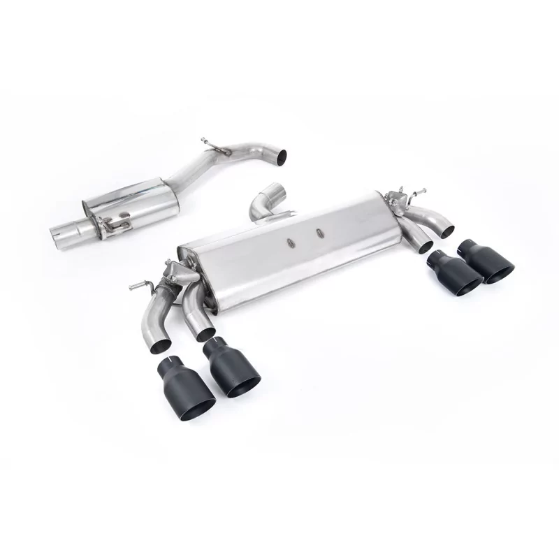 Milltek SSXVW578 cat-back exhaust for Volkswagen Golf Mk7.5 R 2.0 TSI 310PS, black GT-100 tips Milltek SSXVW578 cat-back exhaust for Volkswagen Golf Mk7.5 R 2.0 TSI 310PS, black GT-100 tips