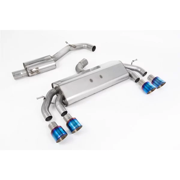 Escape cat-back Milltek SSXVW586 para Volkswagen Golf Mk7.5 R 2.0 TSI 310PS, colas GT-100 de titanio quemado