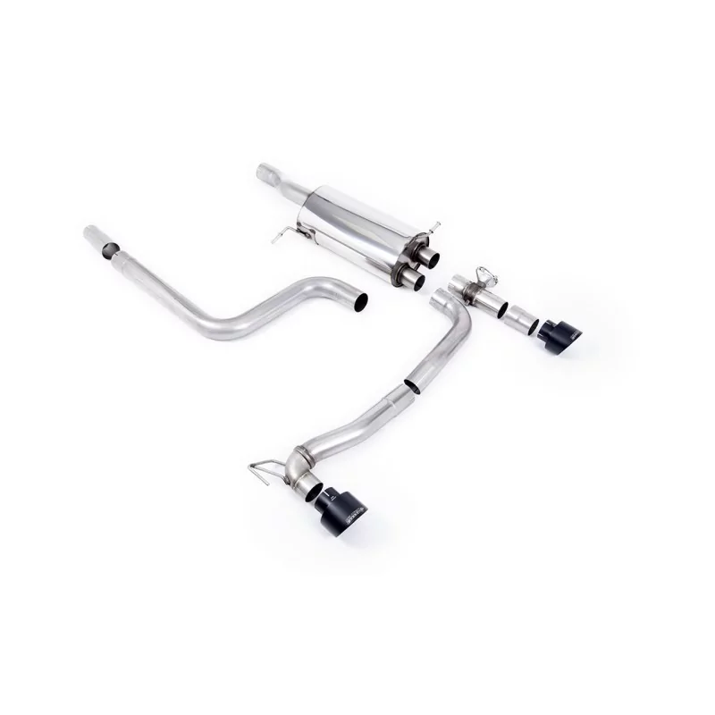 Milltek SSXFD357M cat-back exhaust for Ford Fiesta Mk8 ST 1.5 EcoBoost 200PS, black GT-100 tips Milltek SSXFD357M cat-back exhaust for Ford Fiesta Mk8 ST 1.5 EcoBoost 200PS, black GT-100 tips