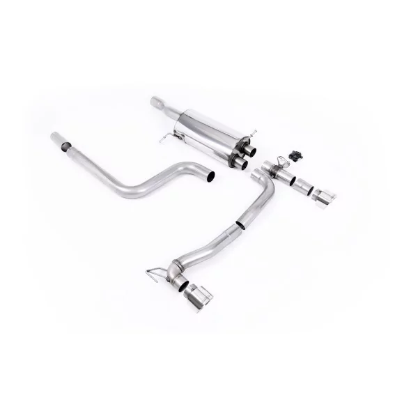Scarico cat-back Milltek SSXFD367M per Ford Fiesta Mk8 & Mk8.5 ST 1.5 EcoBoost 200PS, terminali GT-100 lucidi