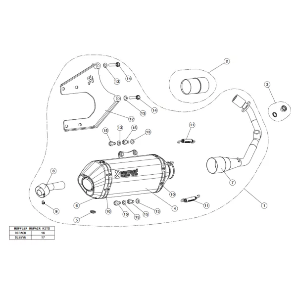 Akrapovic S-VE125R2-HZBL Vespa Primavera 125 150
