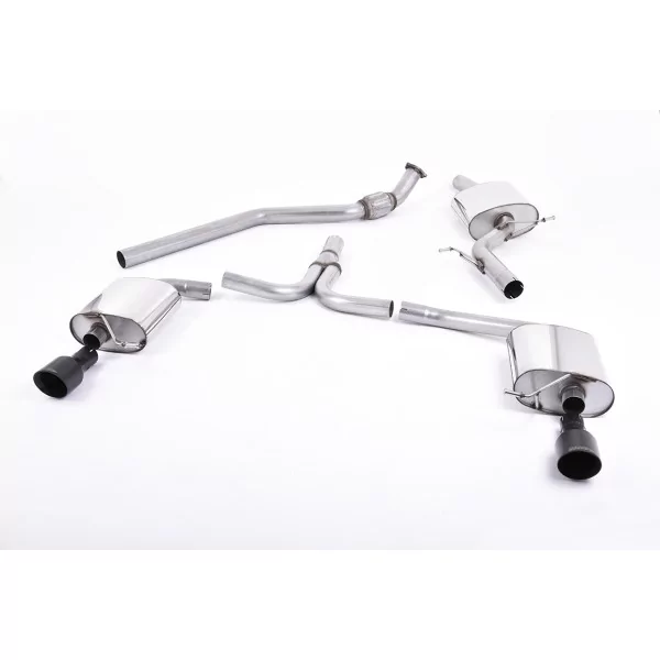 Scarico cat-back Milltek SSXAU435 per Audi A4 2.0 TFSI S line B8 Saloon & Avant, terminali GT-100 neri