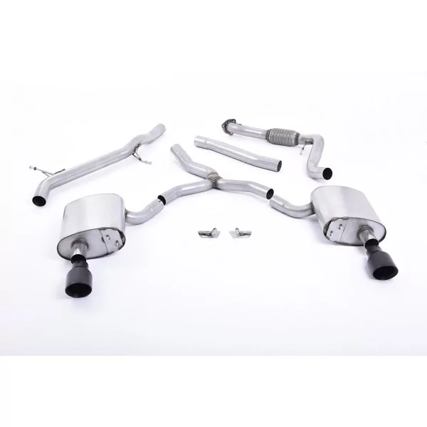 Milltek SSXAU615 cat-back exhaust for Audi A4 2.0 TFSI B9 Quattro Saloon & Avant, black GT-100 tips