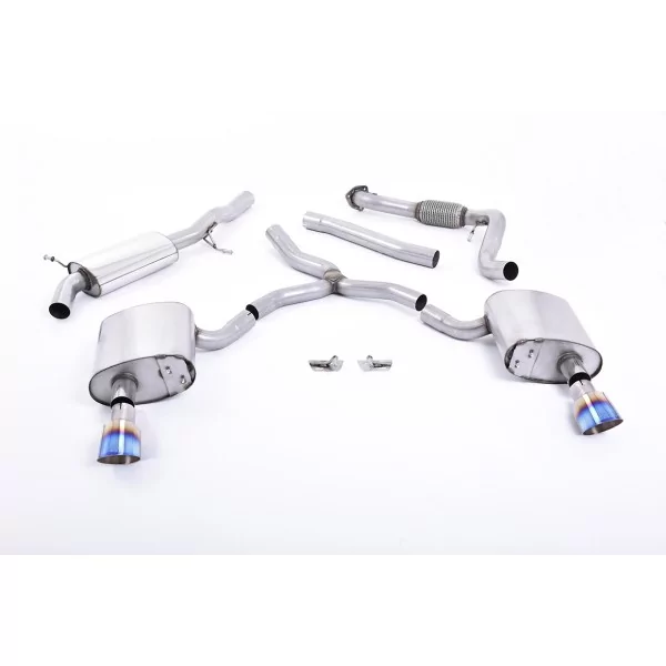 Échappement cat-back Milltek SSXAU614 pour Audi A4 2.0 TFSI B9 Quattro Saloon & Avant, embouts GT-100 titane brûlé