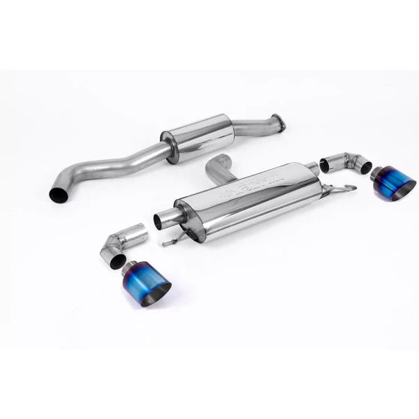 Milltek SSXTY125 particulate filter-back exhaust for Toyota / Lexus Yaris Gen 1, burnt titanium GT-115 tips